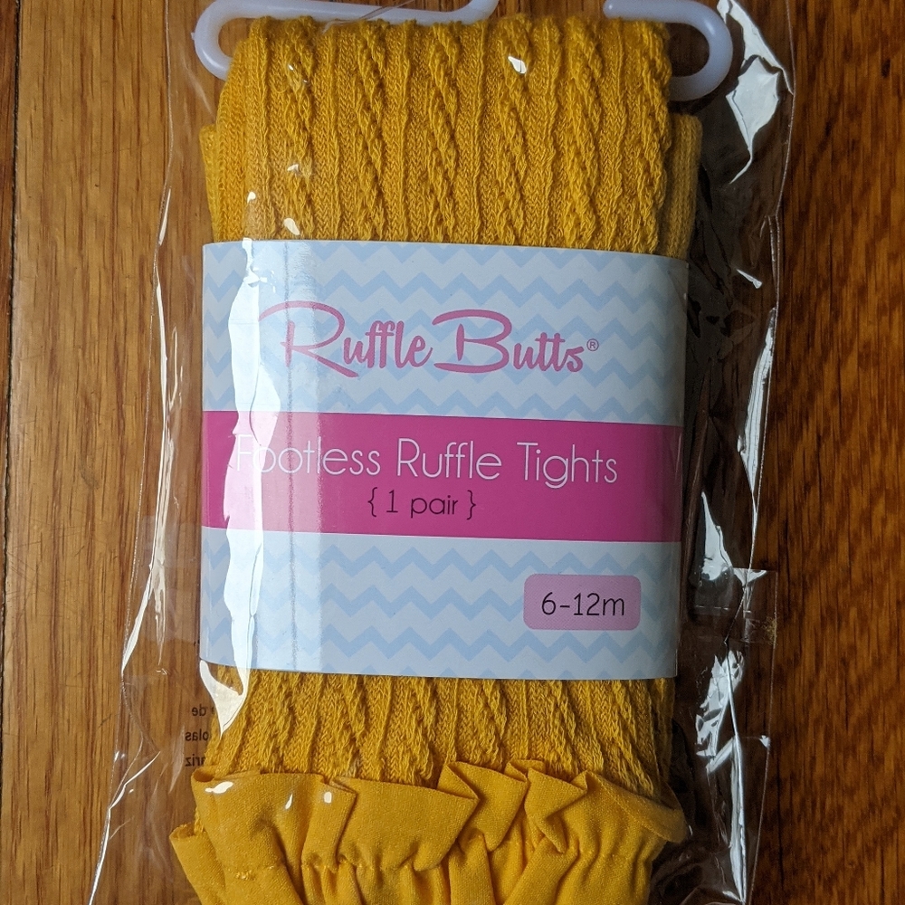 Ruffle Butts Mustard Yellow Footless Baby Tights